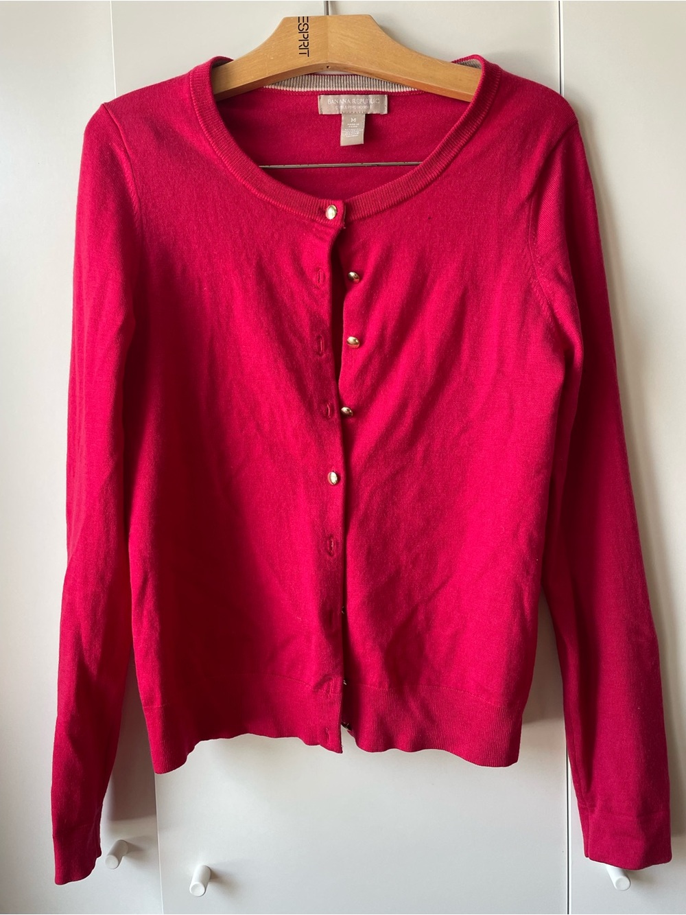 Banana Republic Hot Pink Merino Crewneck Sweater with Contrast Trim